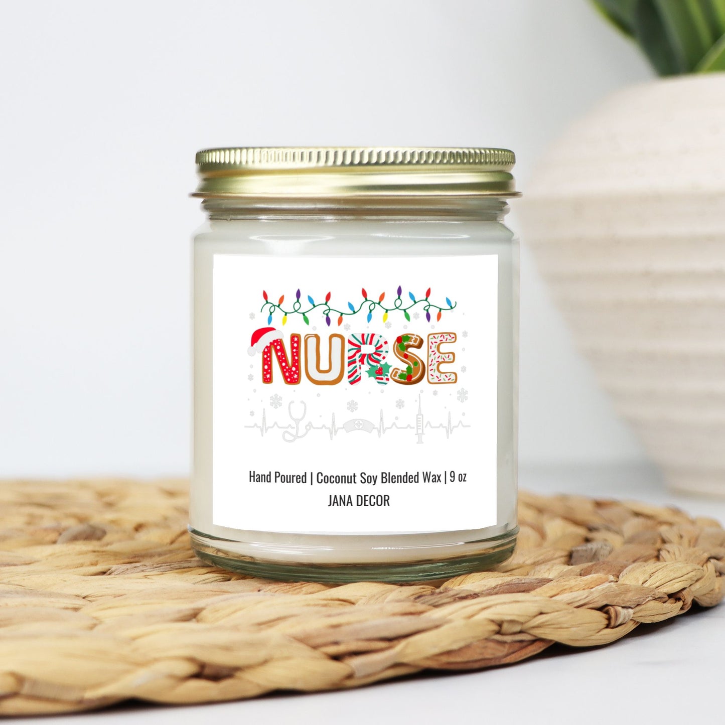 Nurse Christmas Candle - Clear Jar 9oz