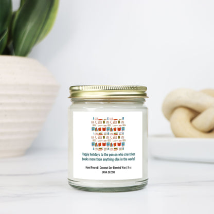 Happy Holidays to Book Lover Candle - Clear Jar 9oz