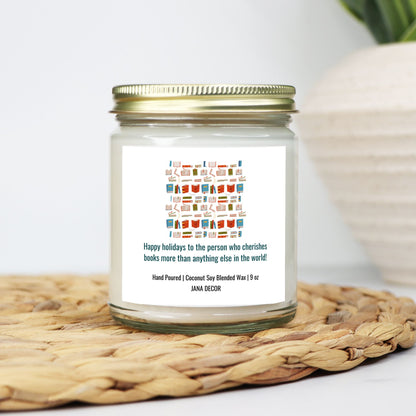 Happy Holidays to Book Lover Candle - Clear Jar 9oz