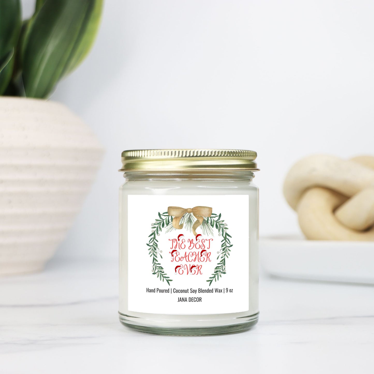 The Best Teacher Ever Christmas Candle - Clear Jar 9oz