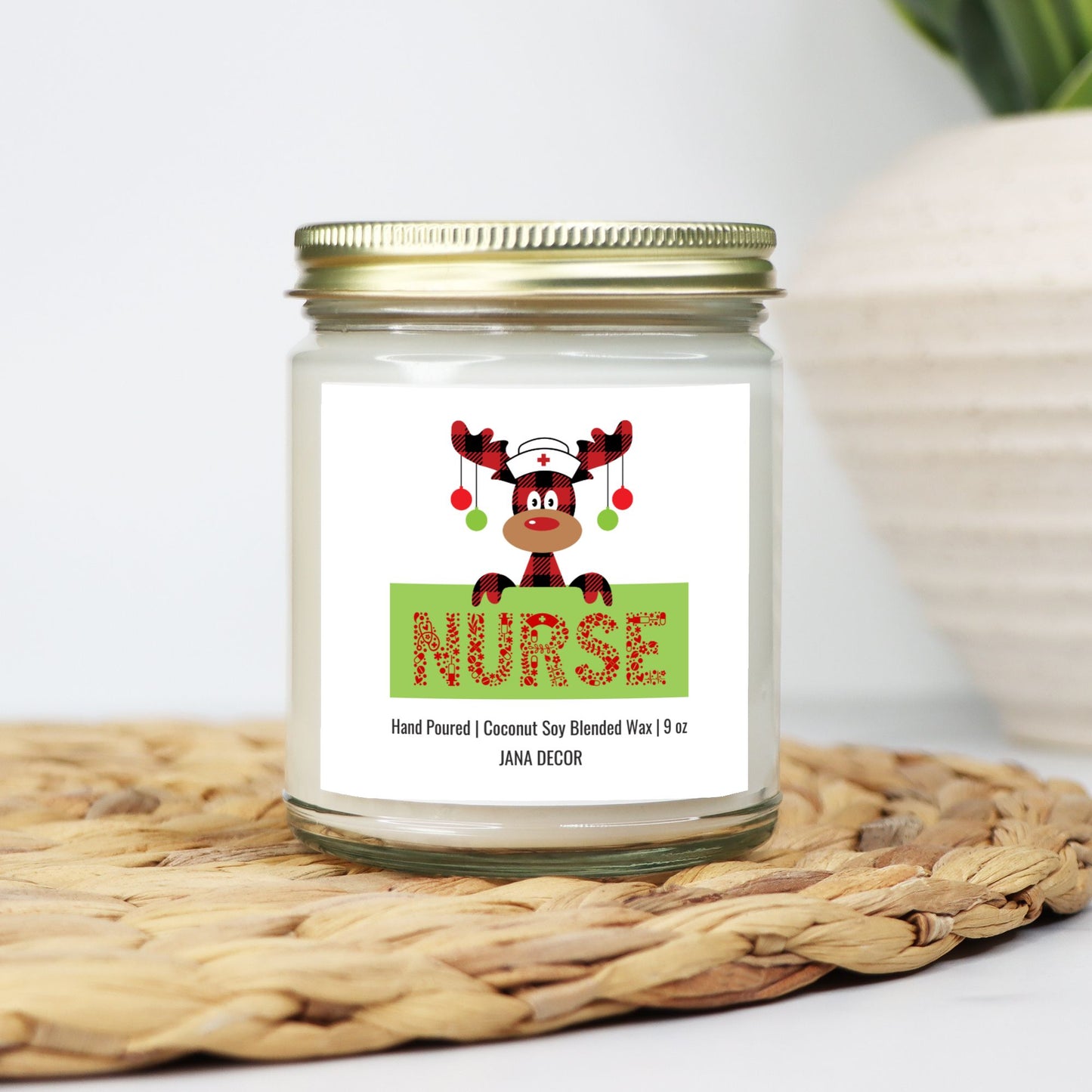 Nurse Christmas Candle - Clear Jar 9oz