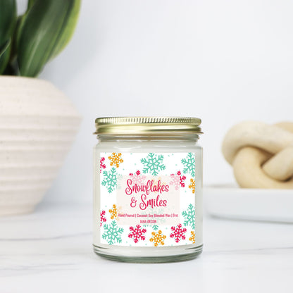 Snowflakes & Smiles Candle - Clear Jar 9oz