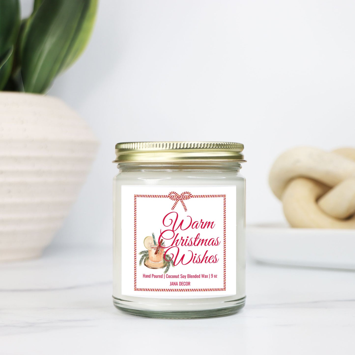 Warm Christmas Wishes Candle - Clear Jar 9oz