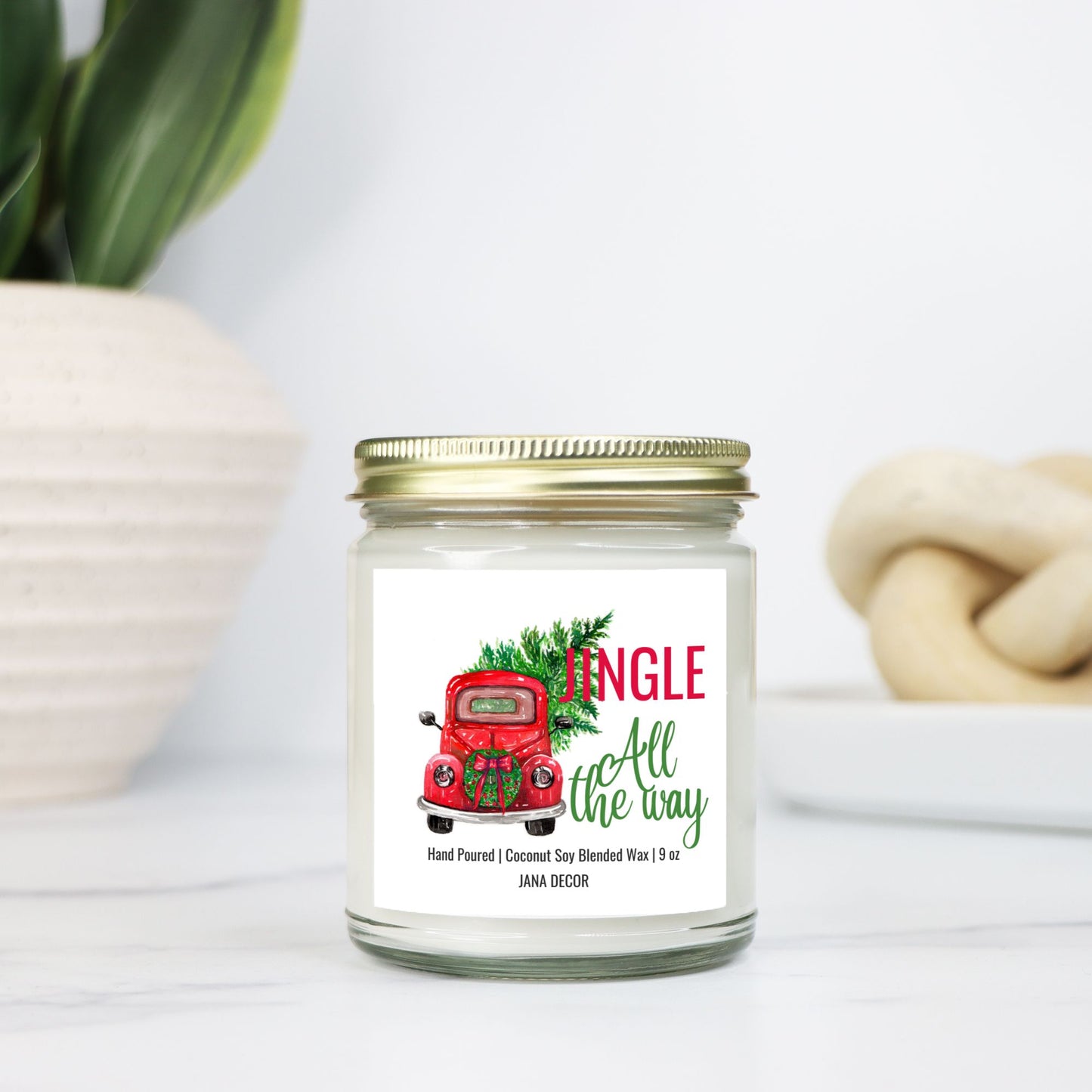 Jinge All the Way Christmas Candle - Clear Jar 9oz