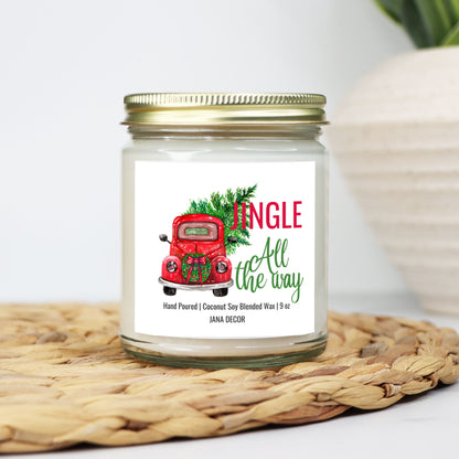 Jinge All the Way Christmas Candle - Clear Jar 9oz