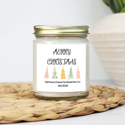 Merry Christmas Card Candle - Clear Jar 9oz