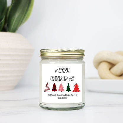 Merry Christmas Card Candle - Clear Jar 9oz