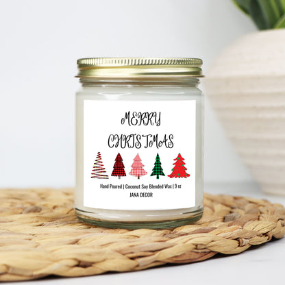 Merry Christmas Card Candle - Clear Jar 9oz