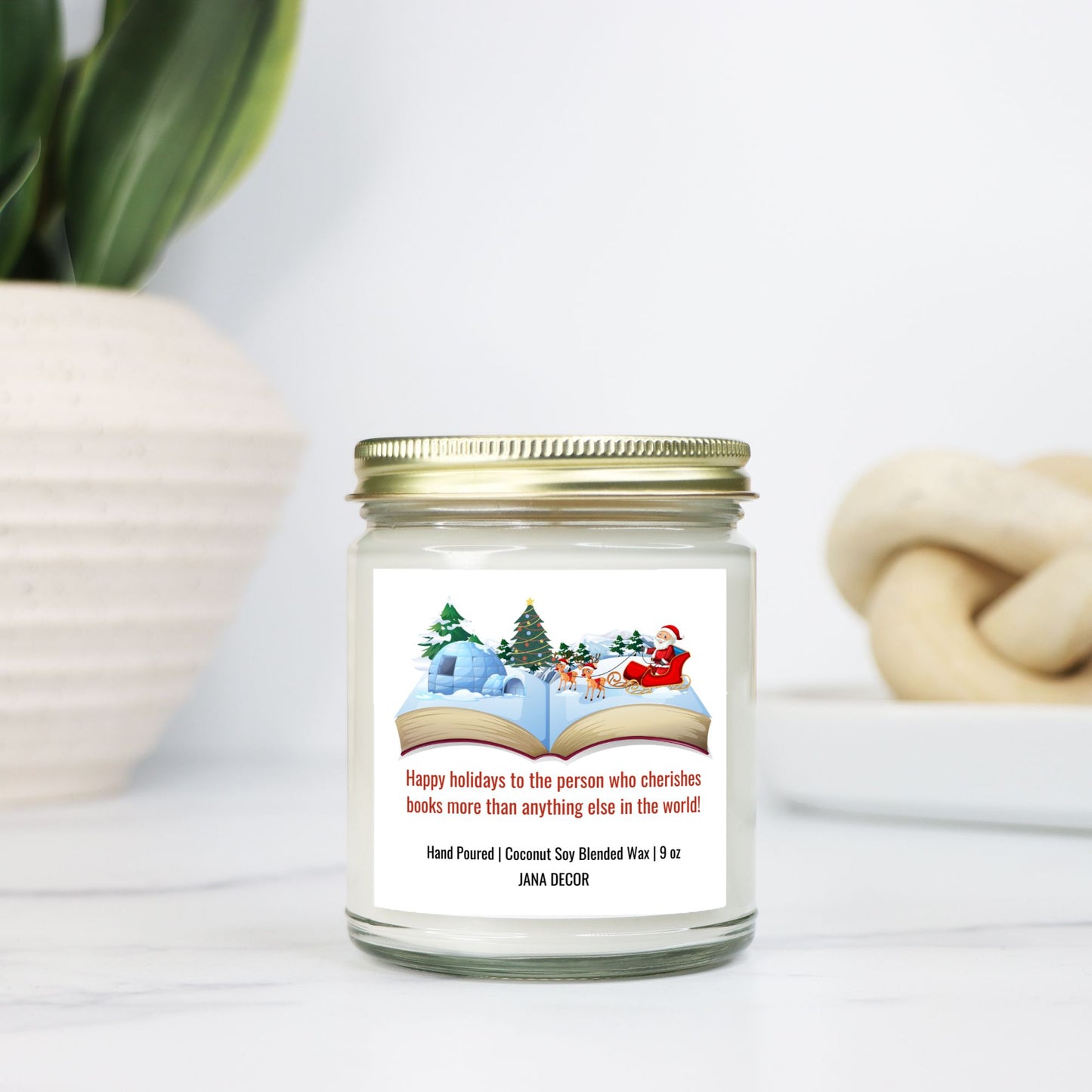 Happy Holidays to a Book Lover Candle - Clear Jar 9oz