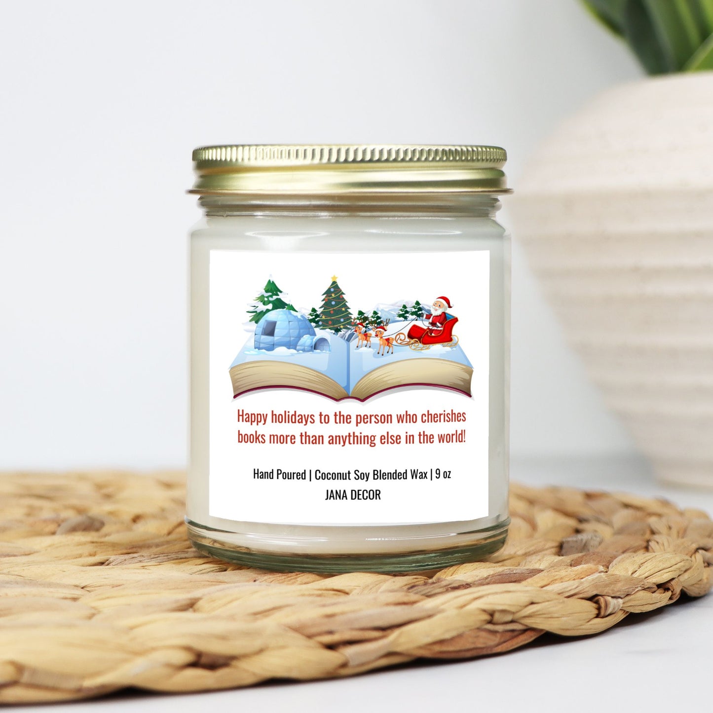 Happy Holidays to a Book Lover Candle - Clear Jar 9oz