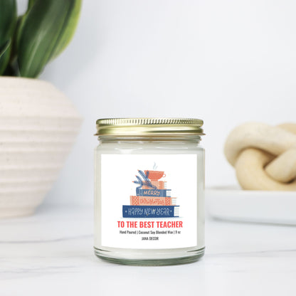 Merry Christmas to the Best Teacher Candle - Clear Jar 9oz