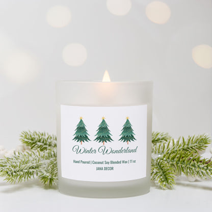 Winter Wonderland Christmas Candle - Frosted Glass (Hand Poured 11 oz)