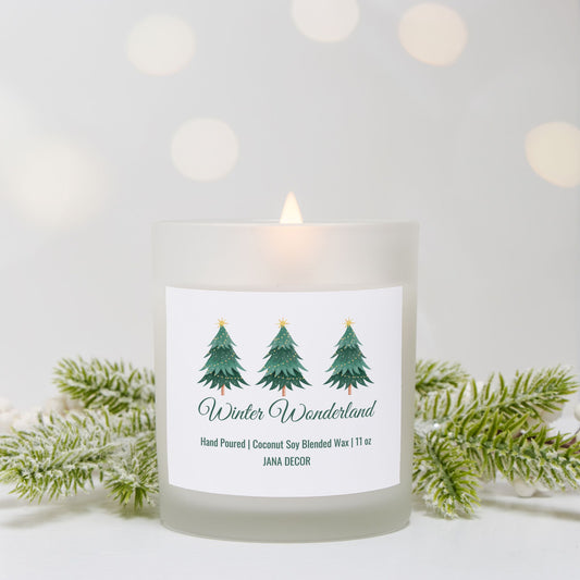 Winter Wonderland Christmas Candle - Frosted Glass (Hand Poured 11 oz)