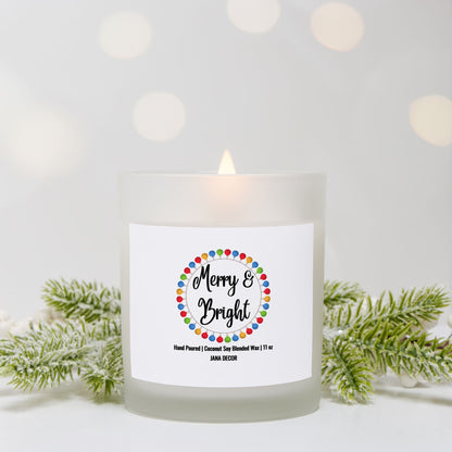 Merry & Bright - Frosted Glass Christmas Candle (Hand Poured 11 oz)