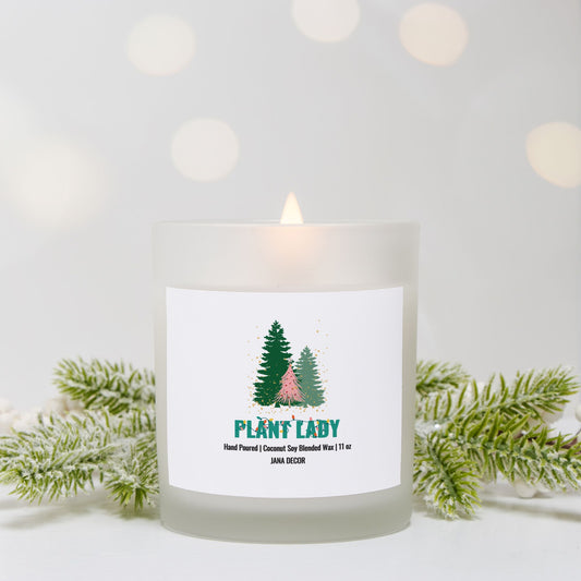 Plant Lady - Frosted Glass Christmas Candle (Hand Poured 11 oz)