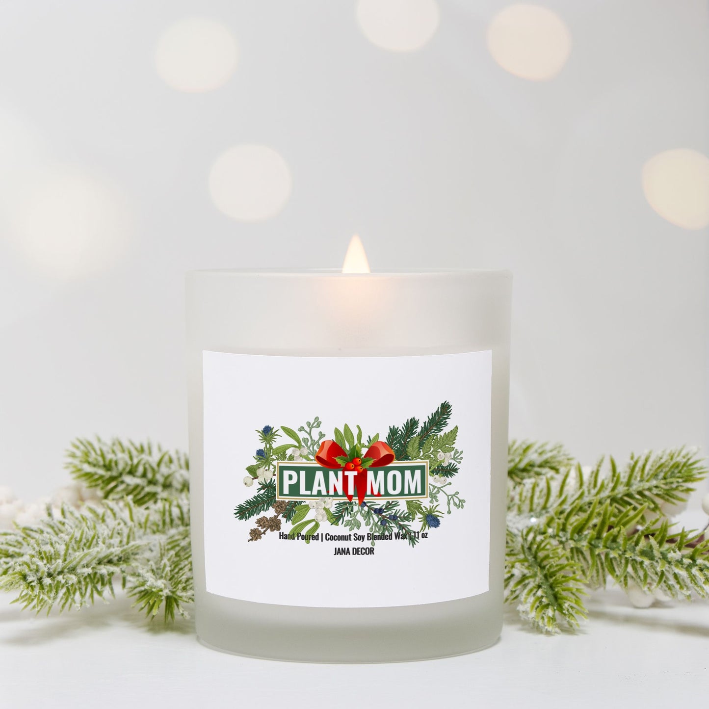 Plant Mom - Frosted Glass Candle (Hand Poured 11 oz)