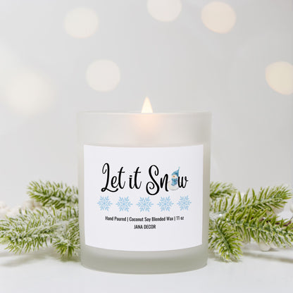 Let it Snow - Frosted Glass Christmas Candle (Hand Poured 11 oz)