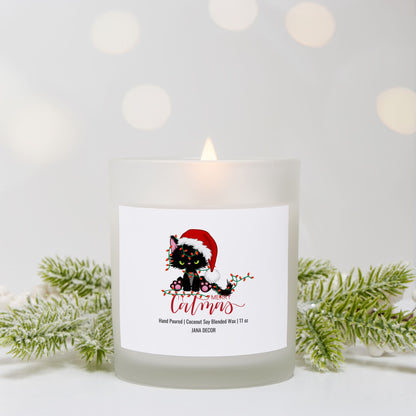 Merry Catmas Candle - Frosted Glass (Hand Poured 11 oz)