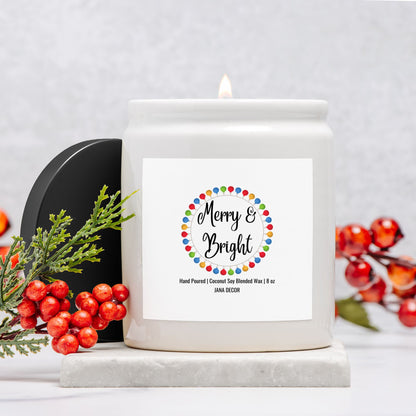 Merry & Bright - White Ceramic Jar Christmas Candle 8oz