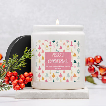 Merry Christmas - White Ceramic Jar Candle 8oz