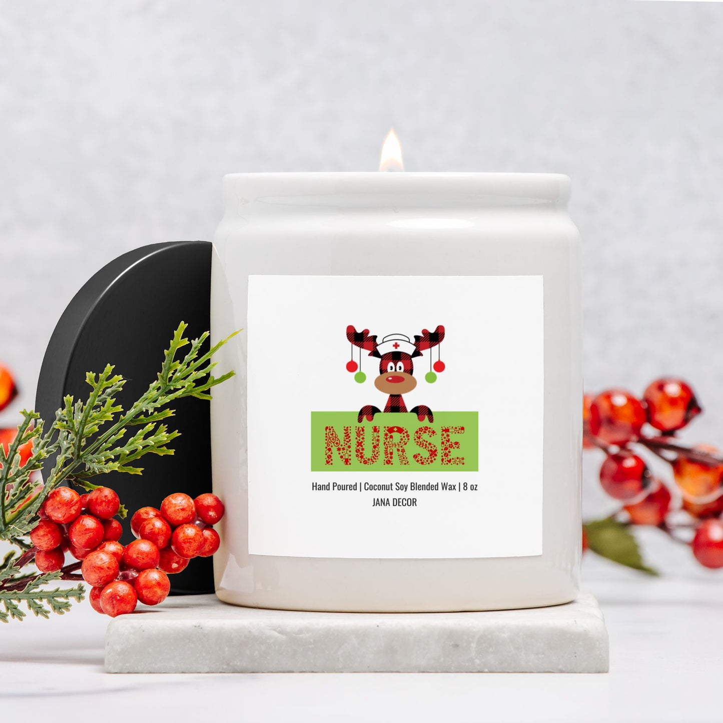 Nurse - White Ceramic Jar Christmas Candle 8oz