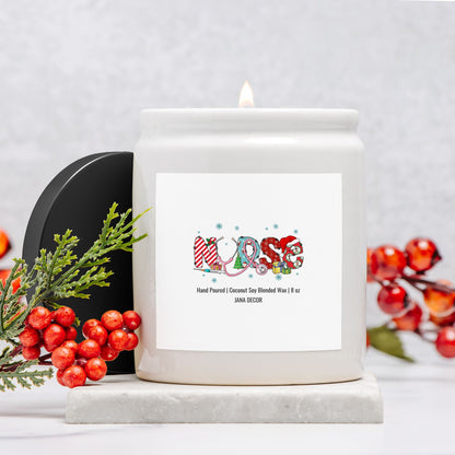 Nurse - White Ceramic Jar Christmas Candle 8oz