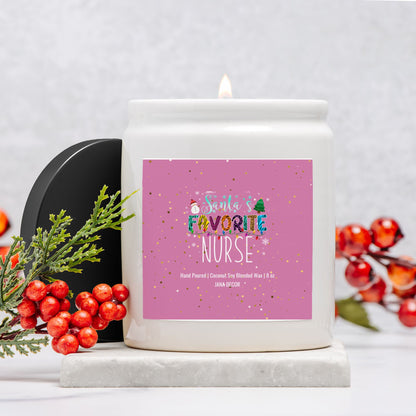 Nurse - White Ceramic Jar Christmas Candle 8oz