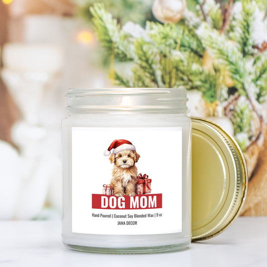 Dog Mom Christmas Candle - Clear Jar 9oz