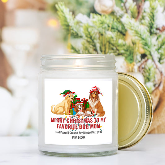 Merry Christmas to my Favorite Dog Mom Candle - Clear Jar 9oz