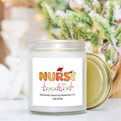 Nurse Christmas Candle - Clear Jar 9oz