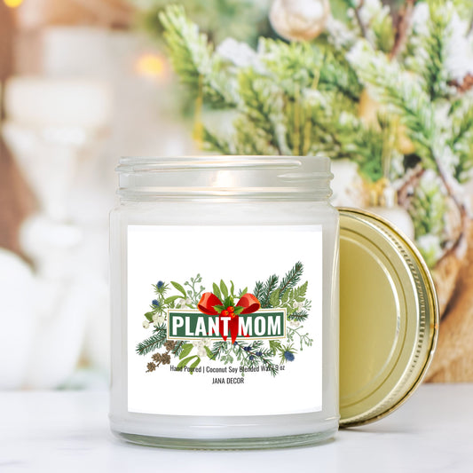 Plant Mom Christmas Candle - Clear Jar 9oz