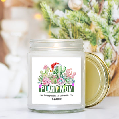 Plant Mom Christmas Candle - Clear Jar 9oz