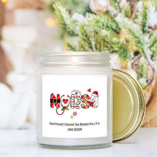 Nurse Christmas Candle - Clear Jar 9oz