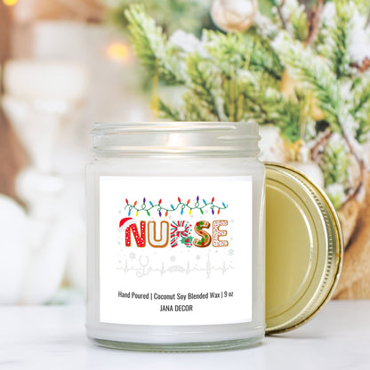 Nurse Christmas Candle - Clear Jar 9oz