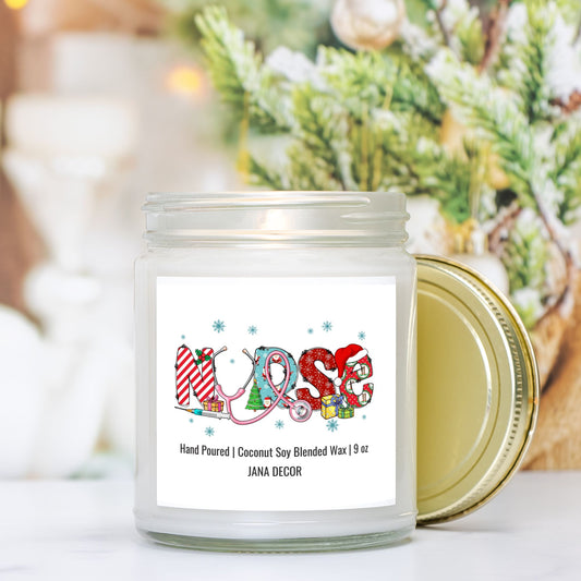 Nurse Christmas Candle - Clear Jar 9oz