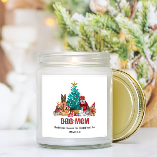 Dog Mom Christmas Candle - Clear Jar 9oz