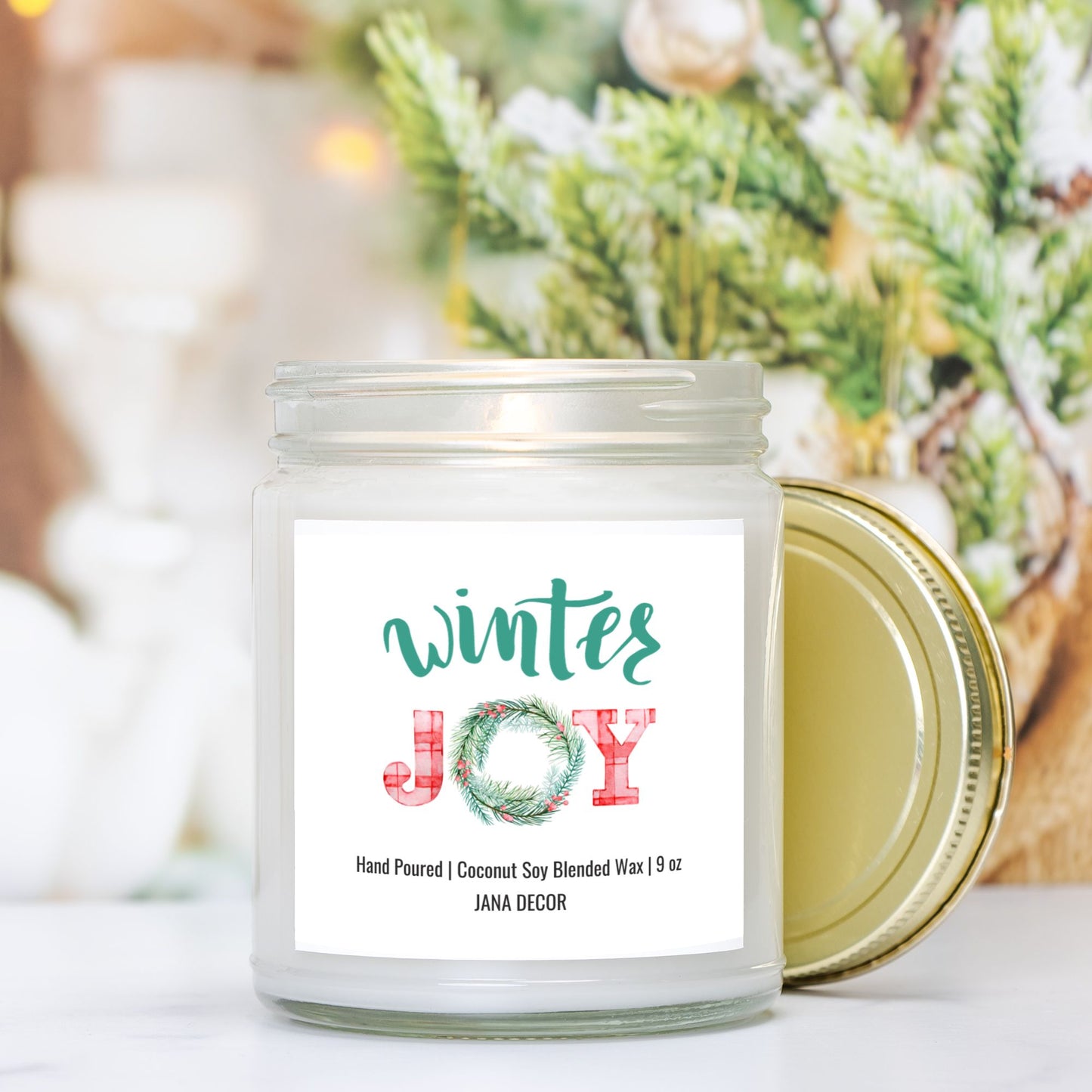 Winter Joy Christmas Candle - Clear Jar 9oz