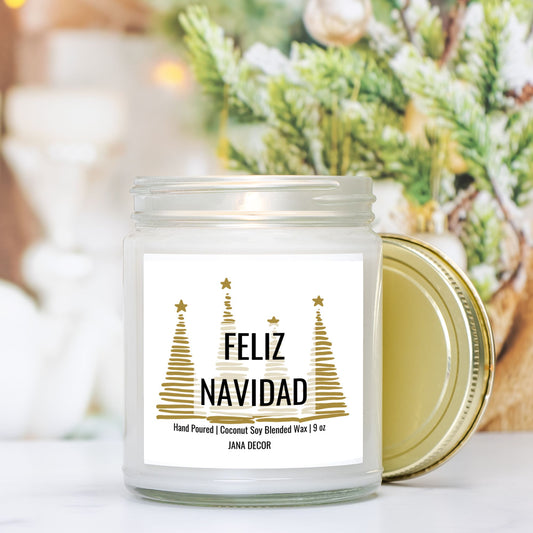 Feliz Navidad Candle - Clear Jar 9oz