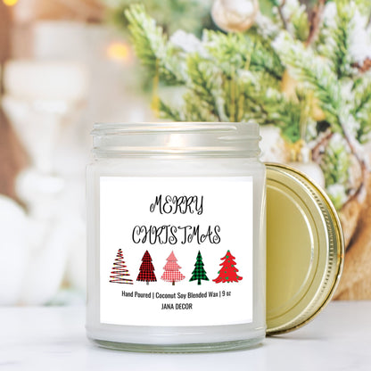 Merry Christmas Card Candle - Clear Jar 9oz