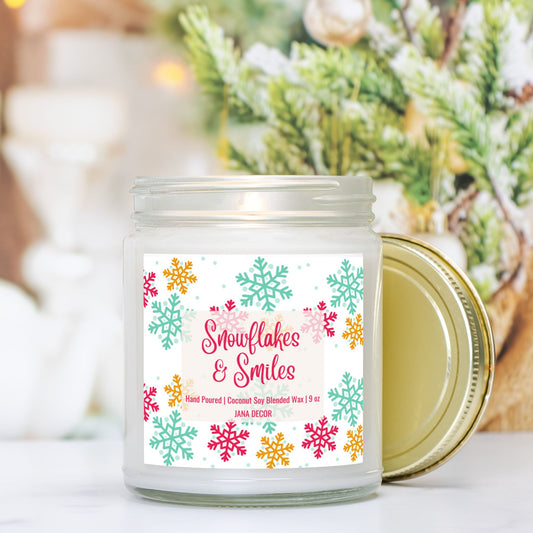 Snowflakes & Smiles Candle - Clear Jar 9oz