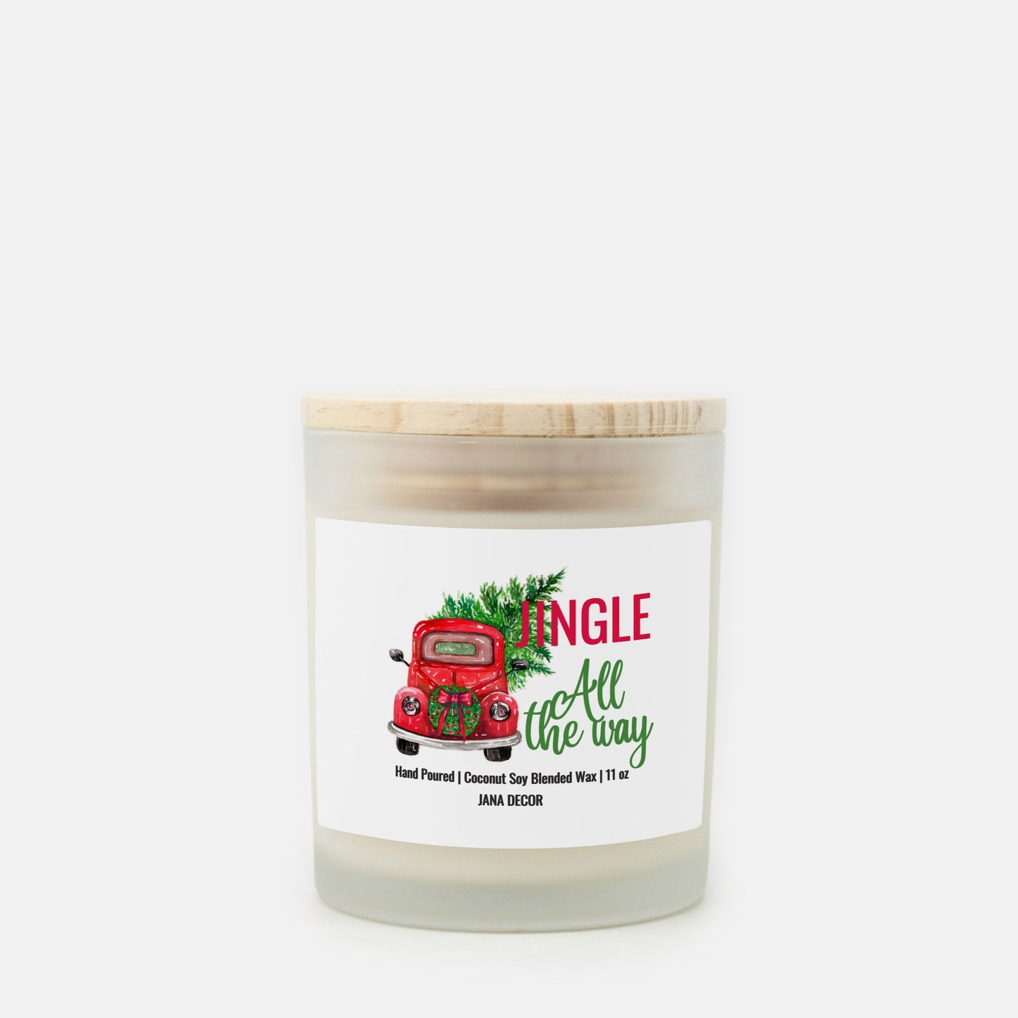 Jingle all the Way - Frosted Glass Christmas Candle (Hand Poured 11 oz)