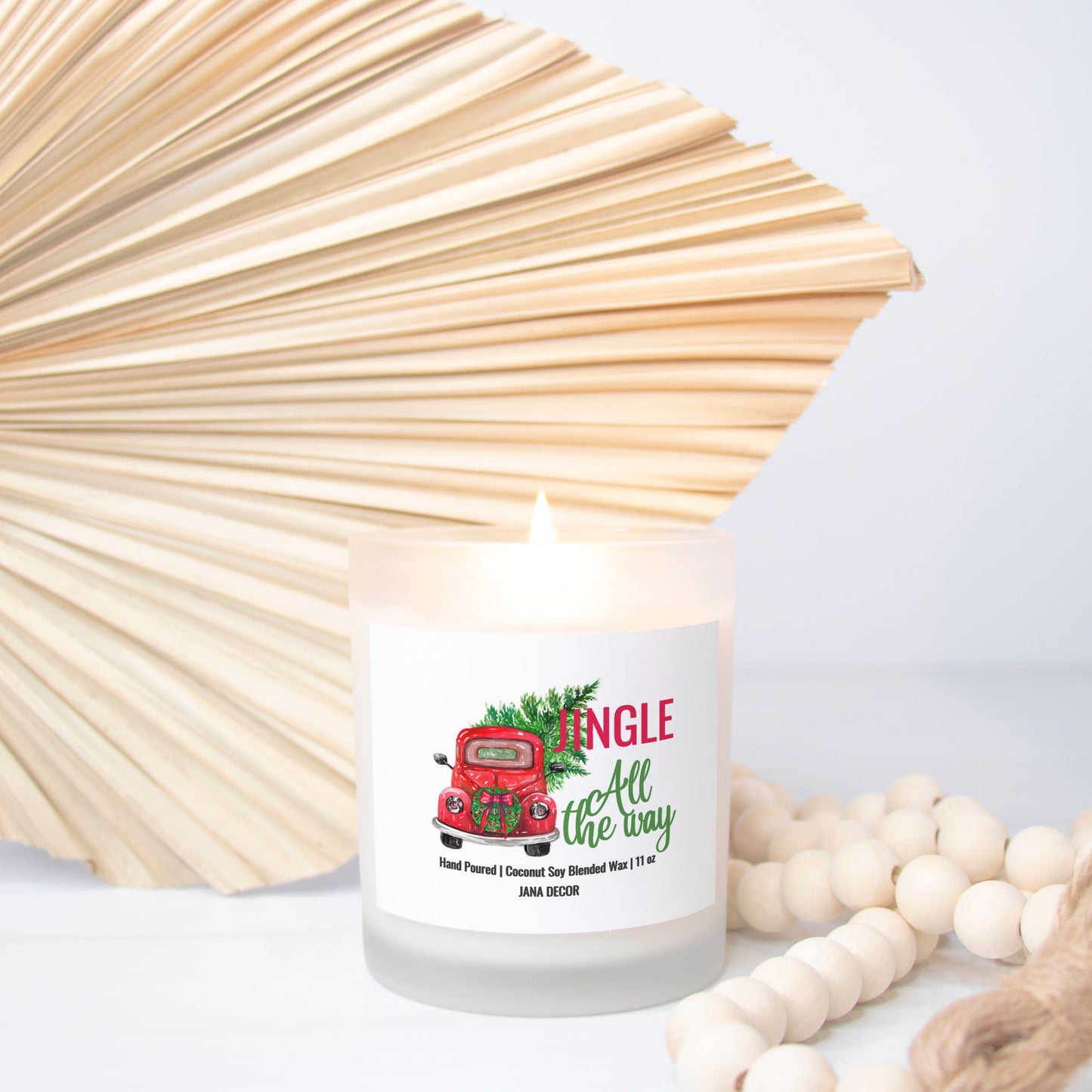 Jingle all the Way - Frosted Glass Christmas Candle (Hand Poured 11 oz)