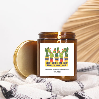 Plant Mom Christmas Candle - Amber Jar 9oz