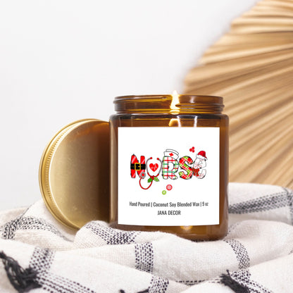 Nurse Christmas Candle - Amber Jar 9oz