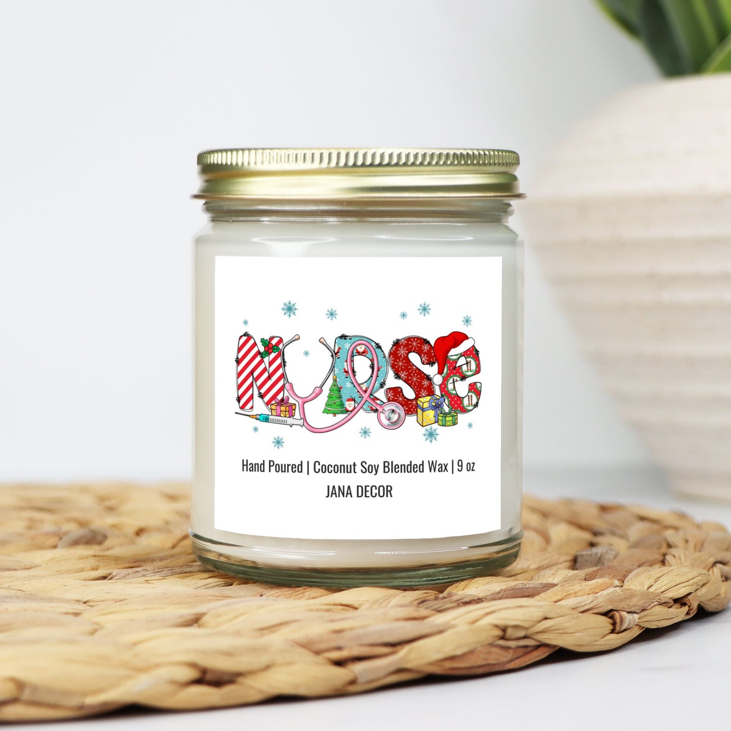 Nurse Christmas Candle - Clear Jar 9oz