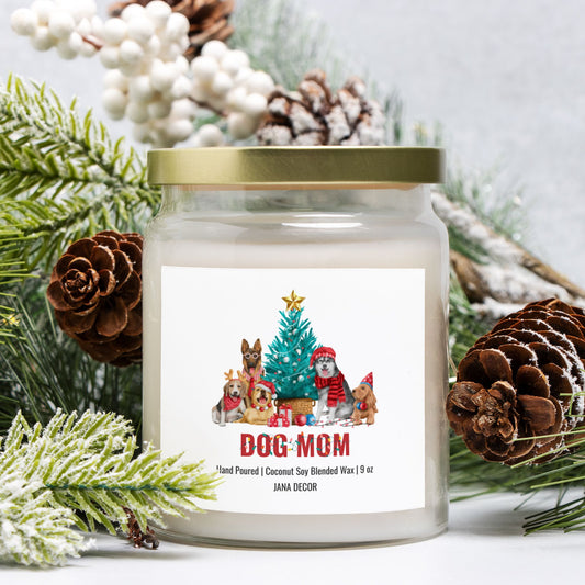 Dog Mom Christmas Candle - Apothecary Jar 9oz