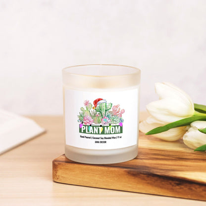 Plant Mom - Frosted Glass Christmas Candle (Hand Poured 11 oz)