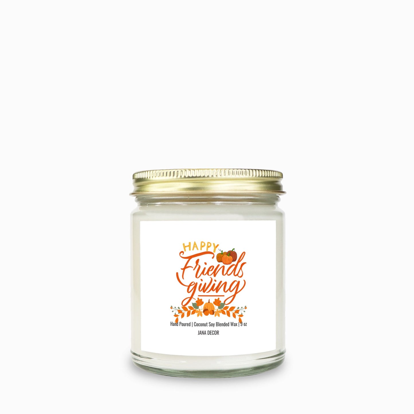 Happy Friends Giving Candle - Clear Jar 9oz