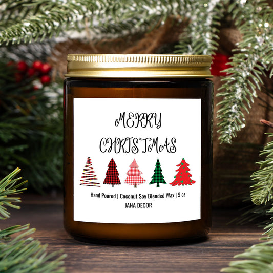 Merry Christmas Candle - Amber Jar 9oz