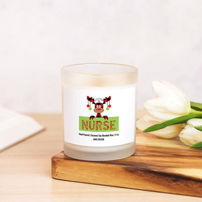 Nurse - Frosted Glass Christmas Candle (Hand Poured 11 oz)